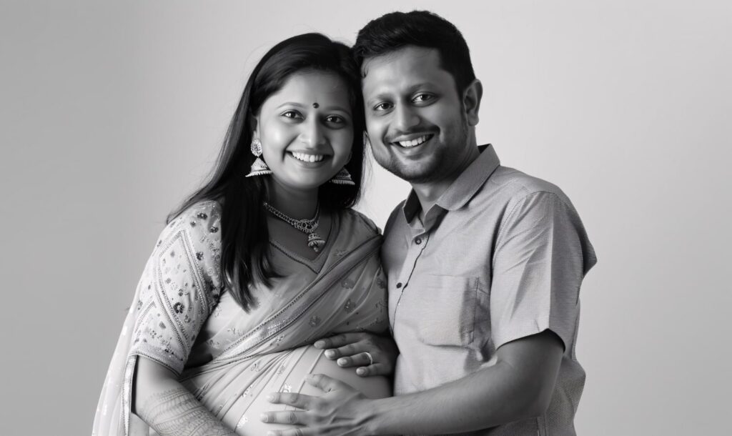 A happy Indian family planning their future